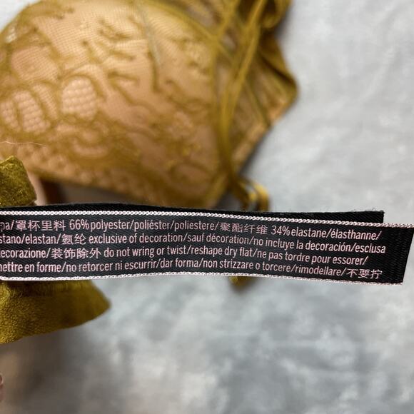 Victorias Secret Very‎ Sexy Push Up Bra Womens 34DDD Gold Lace Floral Adds 1 Cup - Picture 5 of 7